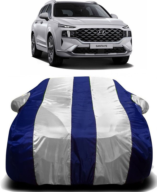 AUTOGARH Car Cover For Hyundai SantaFe (With Mirror Pockets)  (White, Blue)