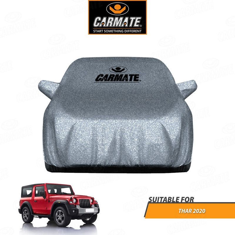 CARMATE Car Cover For Mahindra Thar CRDe (With Mirror Pockets)  (Silver)