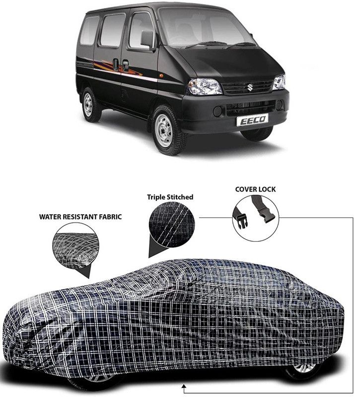 SUNONA Car Cover For Maruti Suzuki Eeco (With Mirror Pockets)  (White, Black)
