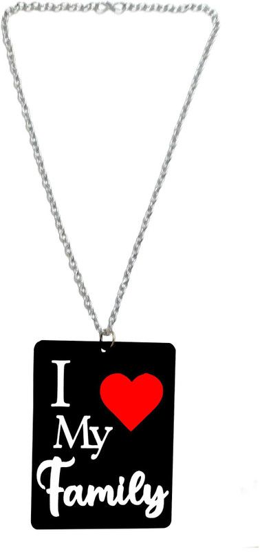 Shopuspro I Love My Family Car Hanging Heart Design Double Side for Rear View Mirror Ornament Interior Decor Accessories Adjustable Chain Set Car Hanging Car Hanging Ornament  (Pack of 1)