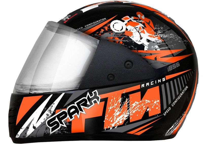 RACING FULL FACE SPORT HELMET Motorbike Helmet  (Black, Orange)