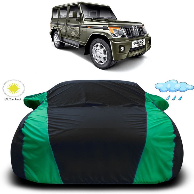 AutoTiger Car Cover For Mahindra Bolero Facelift (With Mirror Pockets)  (Green, Black)