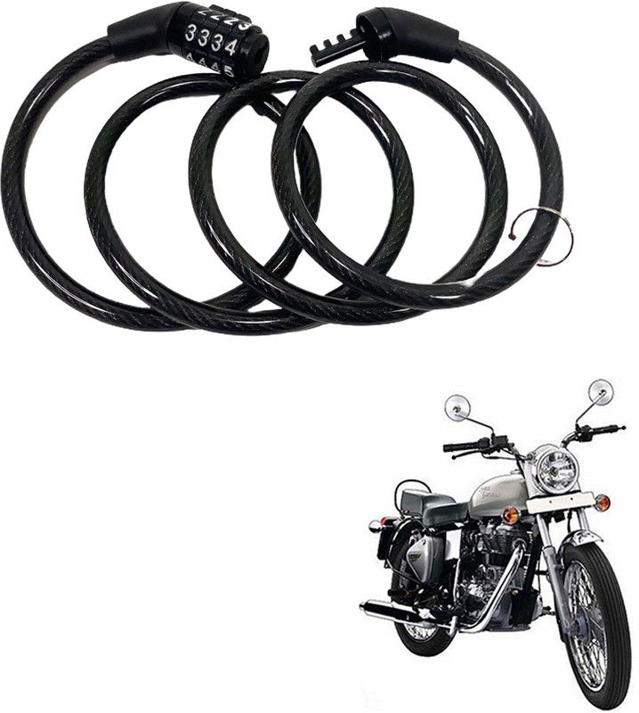 Dhe Best Bike Chain Lock 4 Digit Coiling Cable Royal Enfield Electra Bike Chain Lock 4 Digit Coiling Cable Royal Enfield Electra Cable Lock  (Black)