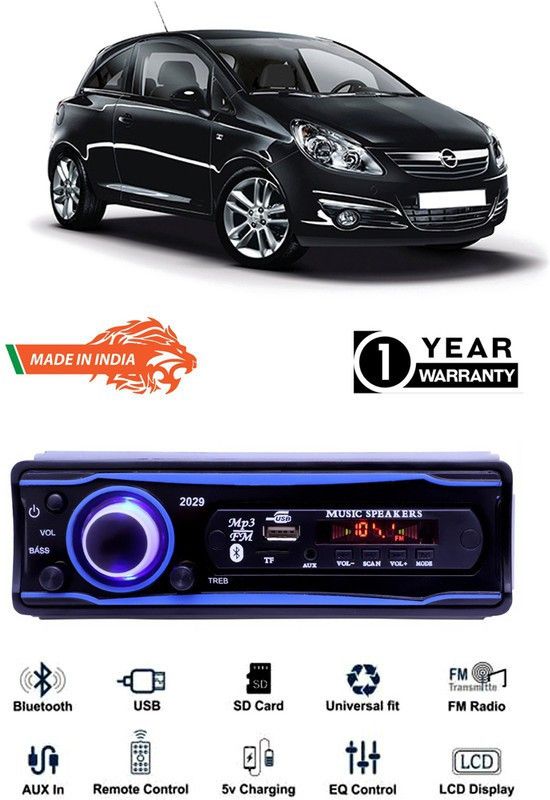 AutoTiger Blue 2029 USB/AUX/SD/BLUETOOTH/FM/MP3 BOOM MASTER STANDARD-AT461 Car Stereo  (Single Din)