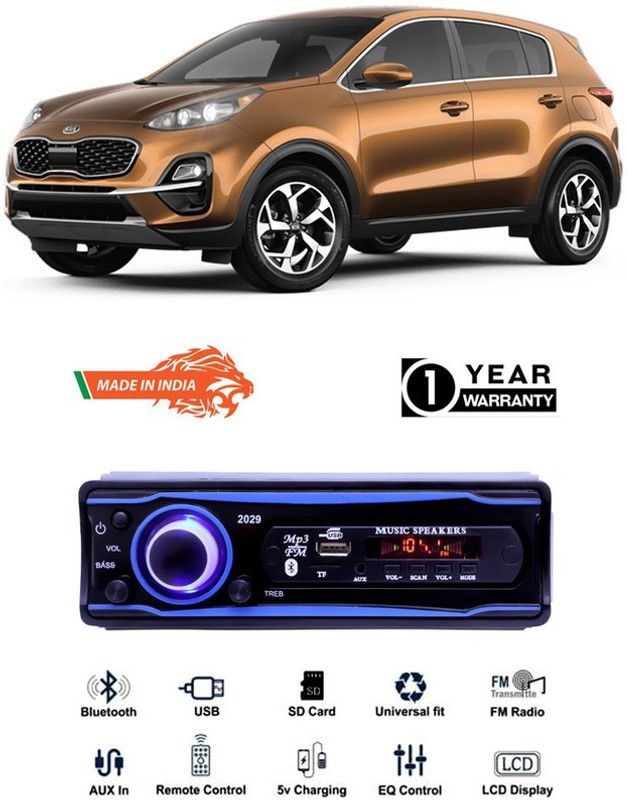 Purpleheart Blue 2029 USB/AUX/SD/BLUETOOTH/FM/MP3 BOOM MASTER STANDARD-PP241 Car Stereo  (Single Din)