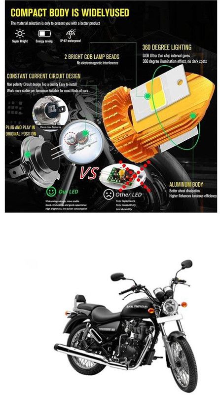 PROEDITION LED Motorcycle Headlight Bulb Hi/Lo Beam LED Car HeadlighT 574 Headlight, Fog Lamp Car, Motorbike LED (12 V, 12 W)  (Universal For Bike, Universal For Car, Pack of 1)