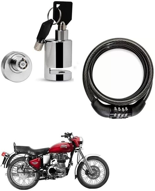 AS TRADERS Heavy Duty Disc Brake Lock with Number Lock for Royal Enfield Bullet 350 Disc Lock, Cable Lock  (Black, Silver)