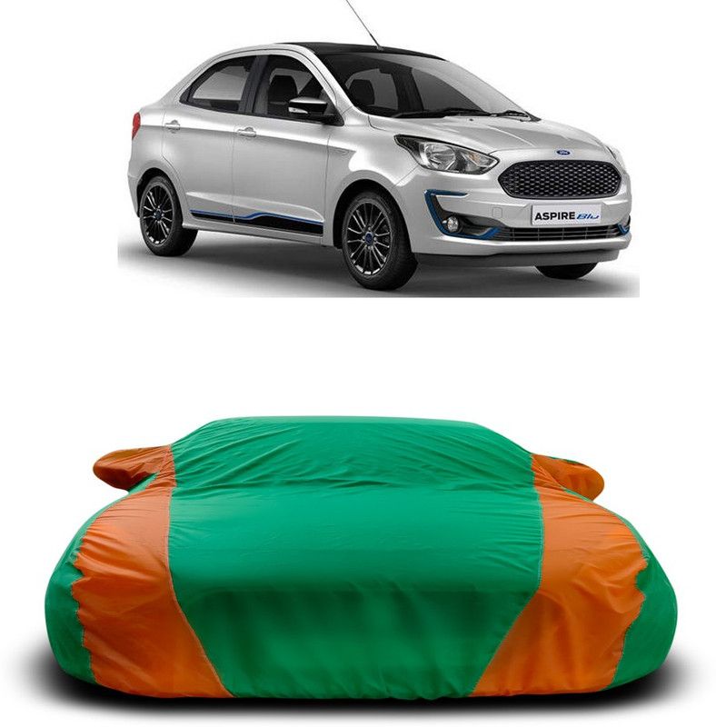 Ascension Car Cover For Ford Figo Aspire (With Mirror Pockets)  (Green, Orange)