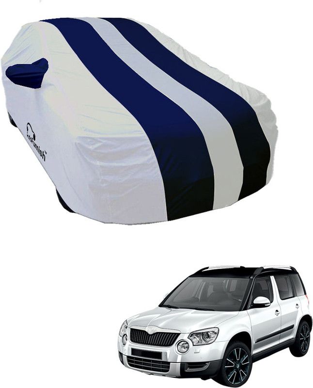 AutoFurnish Car Cover For Skoda Yeti (With Mirror Pockets)  (White, Blue)