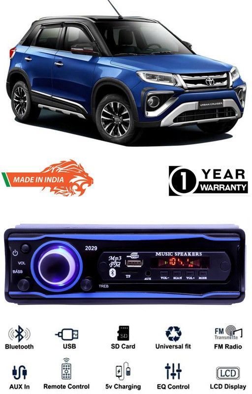 Bluedrum Blue 2029 USB/AUX/SD/BLUETOOTH/FM/MP3 BOOM MASTER STANDARD- B-D597 Car Stereo  (Single Din)