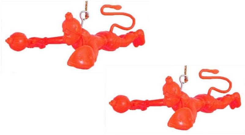 QWEEZER New (Pack of 2)Flying Hanuman Ji Idol for & Home & Car Hanging (Orange) Car Hanging Ornament  (Pack of 2)