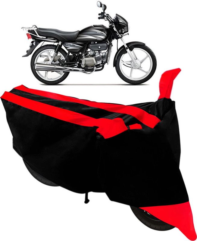 Purpleheart Two Wheeler Cover for Hero  (Splendor Plus, Black, Red)