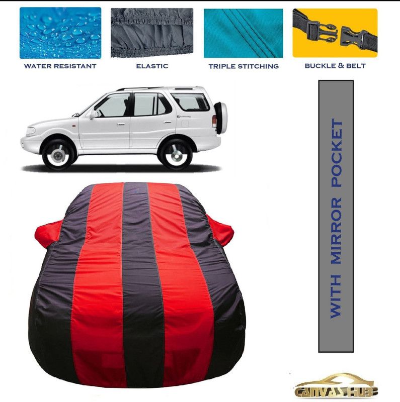 CANVAS HUB Car Cover For Tata Safari Dicor (With Mirror Pockets)  (Red, Blue)