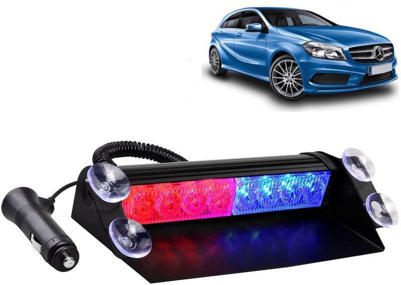 Selifaur 272 - 8 LED High Intensity Windshield Emergency Strobe Lights || Vehicles Interior Roof Hazard Warning LED Flash Light (Blue&Red)for benz A180 Car Flashlight Holder