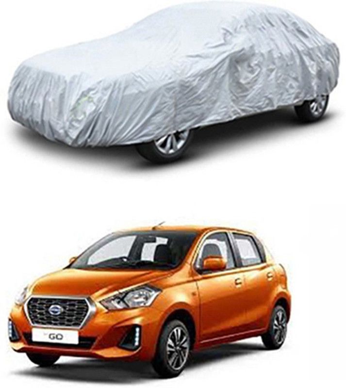 APNEK Car Cover For Datsun Go (With Mirror Pockets)  (Silver)