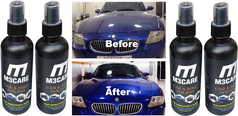 M3CARE Liquid Car Polish for Bumper, Chrome Accent, Dashboard, Exterior, Leather, Metal Parts, Windscreen, Headlight  (800 ml, Pack of 4)