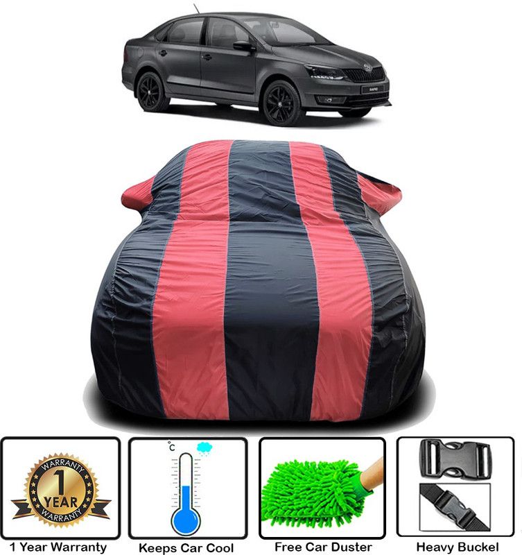 SIRAS Car Cover For Skoda Rapid (With Mirror Pockets)  (Red)