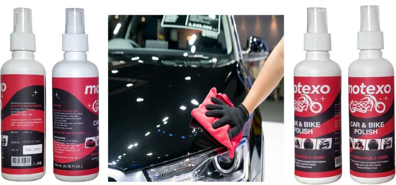 MOTEXO Liquid Car Polish for Dashboard, Exterior, Chrome Accent, Bumper, Windscreen, Metal Parts, Headlight  (800 ml, Pack of 4)