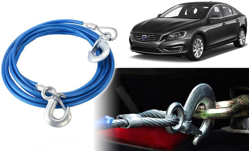 Selifaur M8387-Heavy Duty Tow Ropes 8mm 4mtr 6Tons Wire Cable High Strength Hook Steel Wire Trailer Car Emergency Towing Rope for S60 4 m Towing Cable  (Steel, Plastic, 6000 kg Pull Capacity)