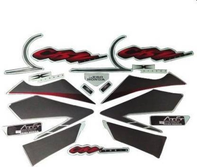 Dateen Sticker & Decal for Bike  (Red, Black)