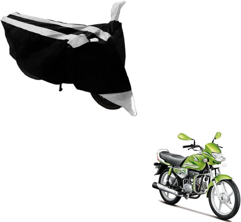 AUTYLE Two Wheeler Cover for Hero  (HF Deluxe, Black, Silver)