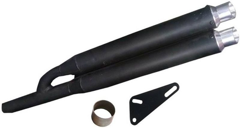 Dhe Best Dual/Double Barrel Front Chrome Glasswool/Filter Exhaust Silencer Royal Enfield Electra 350 Full Exhaust System  (Mild Steel)