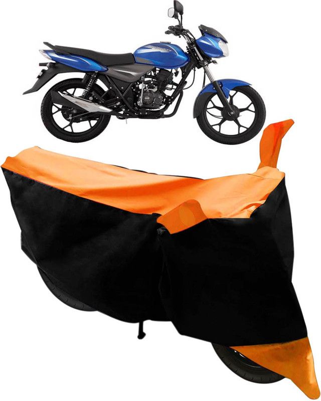 SHOOLIN Two Wheeler Cover for Bajaj  (Discover, Black, Orange)