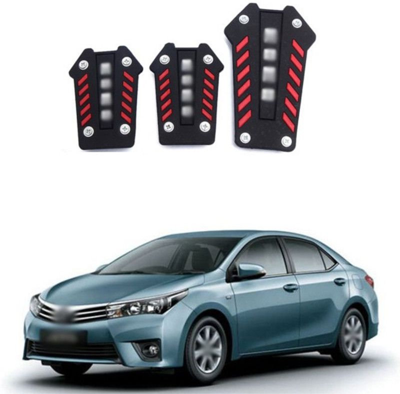 PRTEK Universal Black Red MO-MO Style Non-Slip Pedal Cover Trim For Automatic Transmission A236 Car Pedal