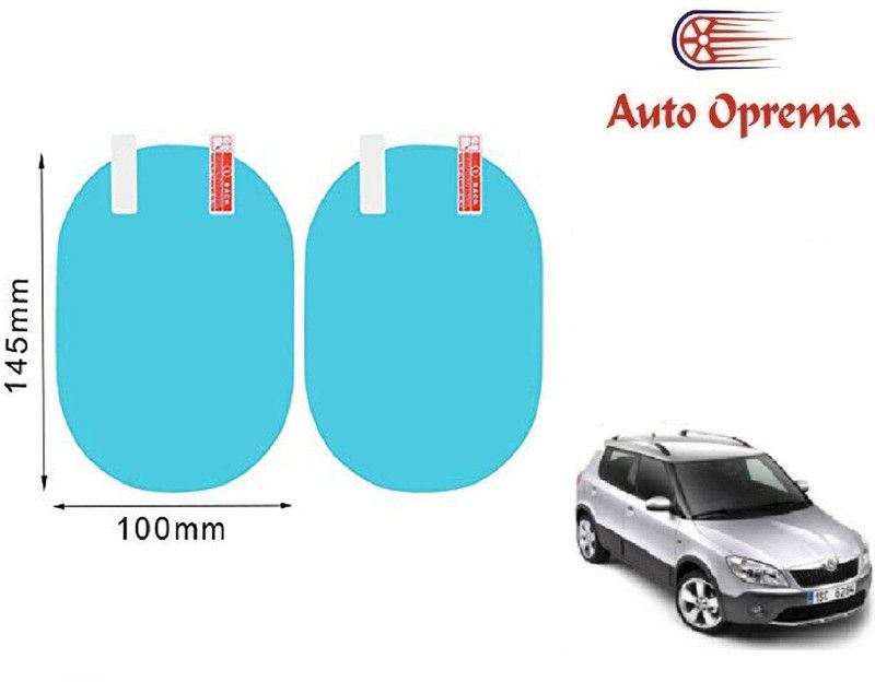 Auto Oprema Car Side View Mirror Waterproof Anti-Fog Film - Anti-Glare Anti-Mist Protector Sticker - to See Outside Rearview Mirror Clearly in Rainy Days (Oval) for Skoda Fabia Scout Car Mirror Rain Blocker  (Blue)