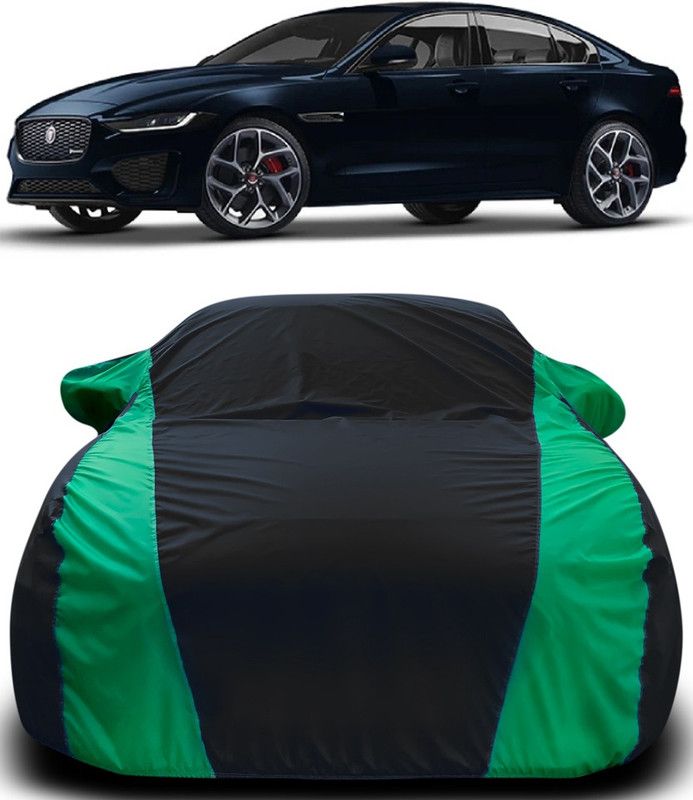 Genipap Car Cover For Jaguar XF (With Mirror Pockets)  (Black, Green)