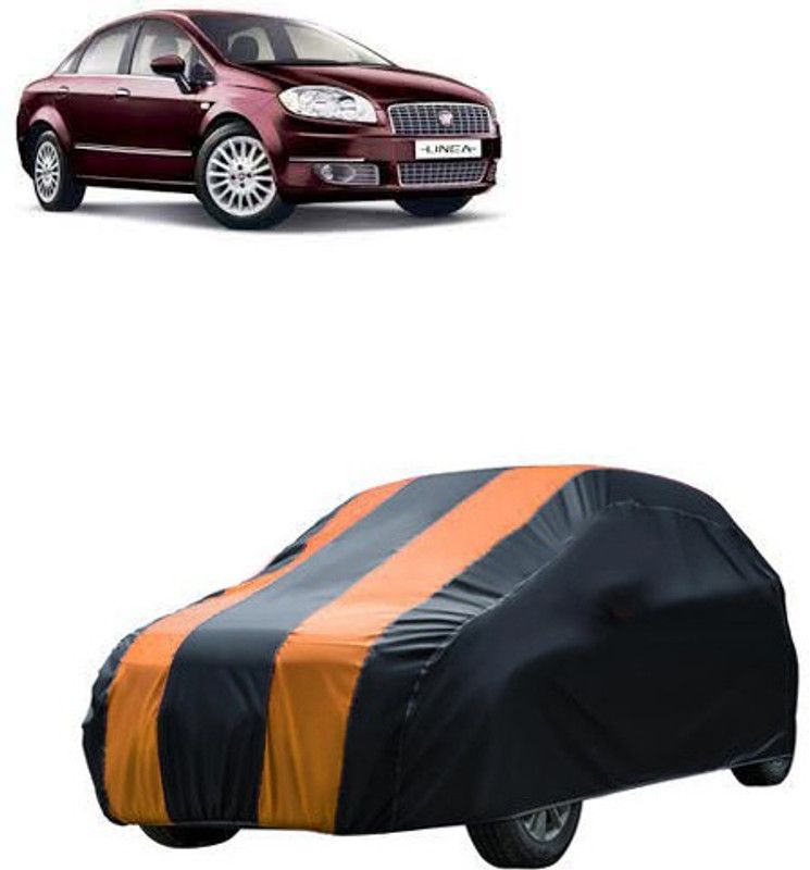 Kuchipudi Car Cover For Fiat Linea (Without Mirror Pockets)  (Black, Orange, For 2005, 2006, 2007, 2008, 2009, 2010, 2011, 2012, 2013, 2014, 2015, 2016, 2017, 2018, 2019, NA Models)