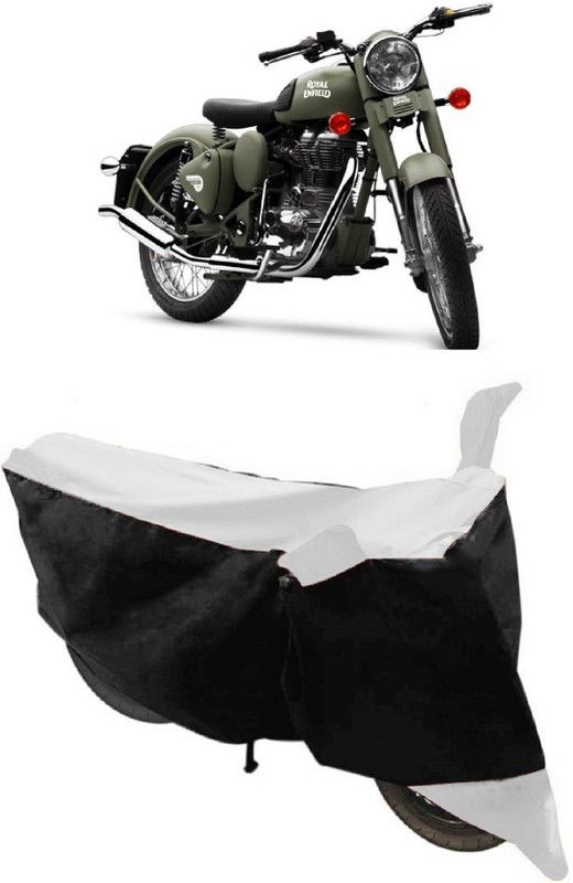 SHIVRAT Two Wheeler Cover for Royal Enfield  (Battle Green, White, Black)