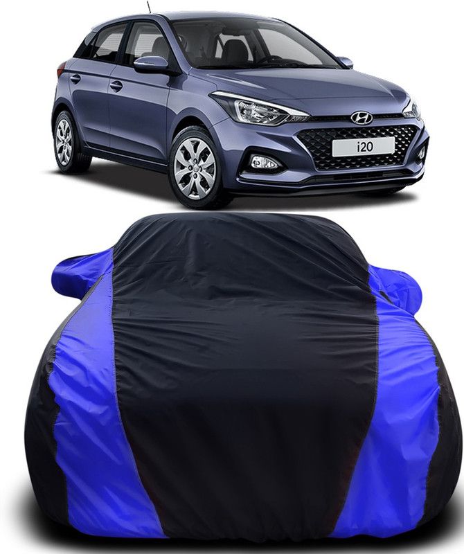 Yuniek Car Cover For Hyundai i20 (With Mirror Pockets)  (Black, Blue)