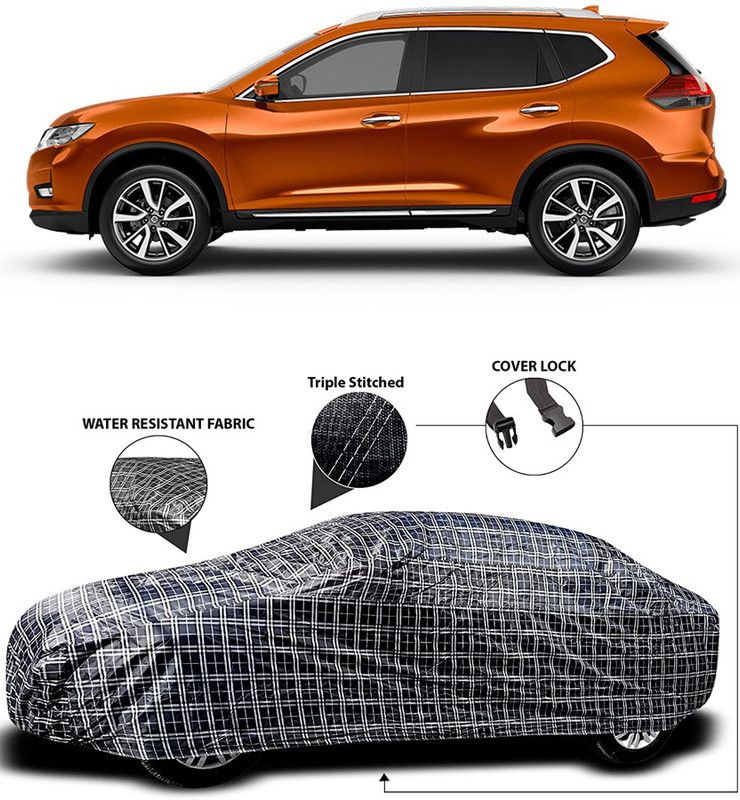 Genipap Car Cover For Nissan X-Trail (With Mirror Pockets)  (White, Black)