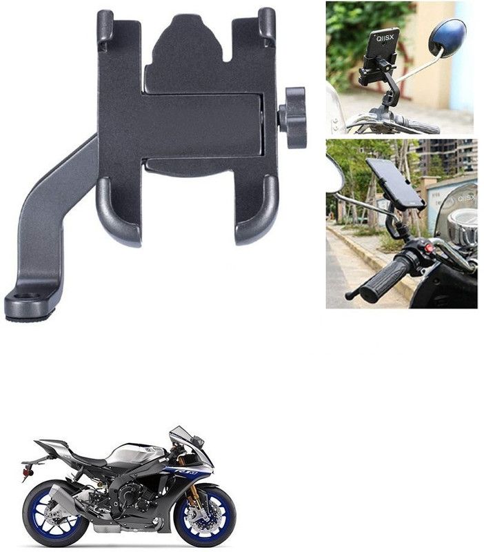 Qiisx Mirror Fitting Metal Mobile Holder For Yamaha YZF R1M Bike Mobile Holder  (Black)