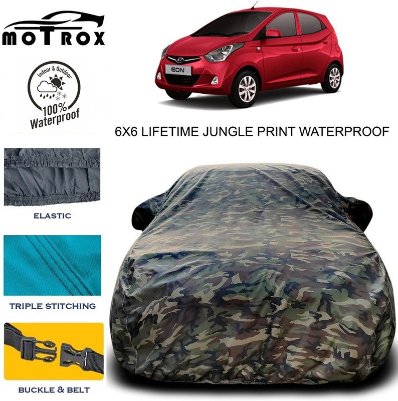 MoTRoX Car Cover For Hyundai Eon (With Mirror Pockets)  (Green)