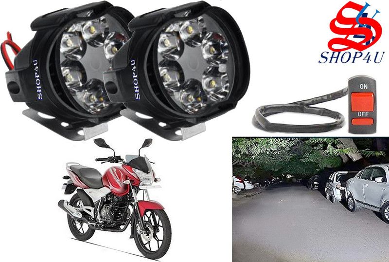 SHOP4U Waterproof Original 6 Shilon Fog Light with on/off Switch for 125ST Headlight, Fog Lamp Motorbike LED for Bajaj (12 V, 10 W)  (Universal For Bike, Pack of 3)