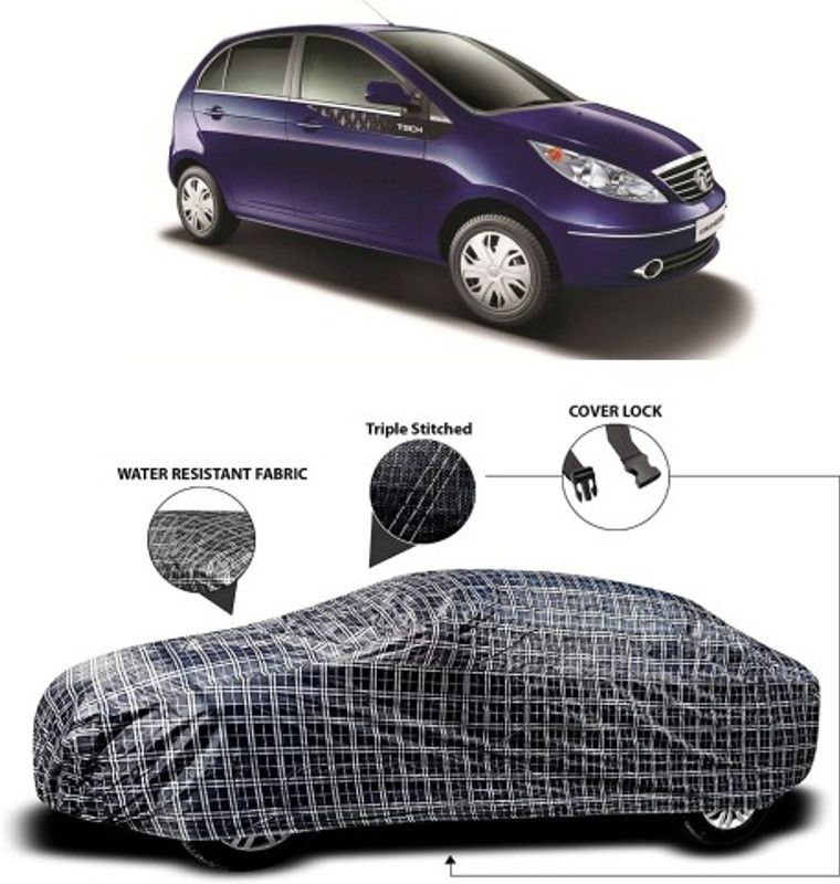APNEK Car Cover For Tata Vista (With Mirror Pockets)  (Grey, Black)