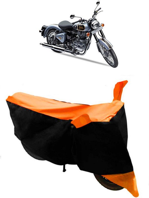 SHIVRAT Two Wheeler Cover for Royal Enfield  (500, Orange, Black)