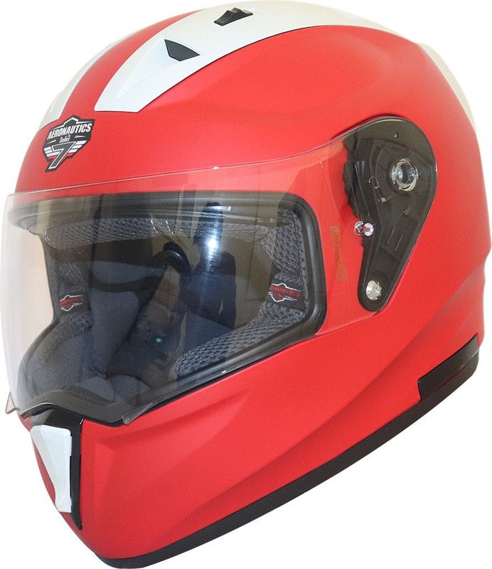 Steelbird SA-1 7Wings Twotone Aeronautics Full Face Helmet in Red With White Motorbike Helmet  (Red and White with Plain Visor)