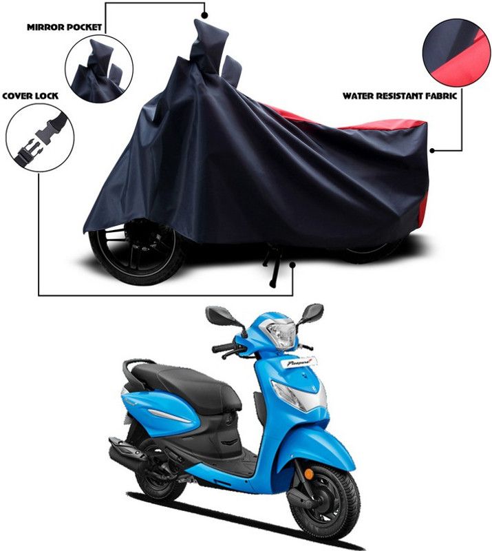 Rhtdmm Waterproof Two Wheeler Cover for Hero  (Pleasure+ 110, Red, Black)