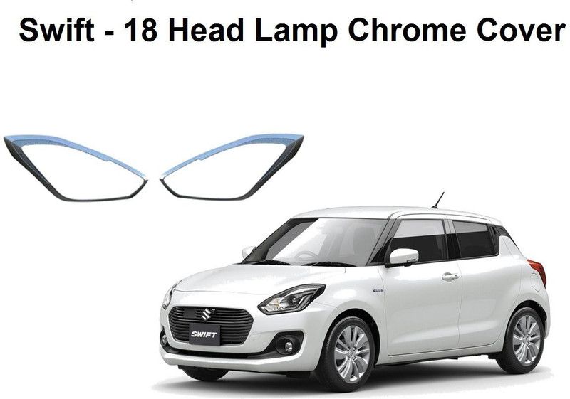 Bubu Car Silver Plated chrome headlight cover for Maruti Swift Car (2018 Onward) Chrome Maruti Swift Front Garnish
