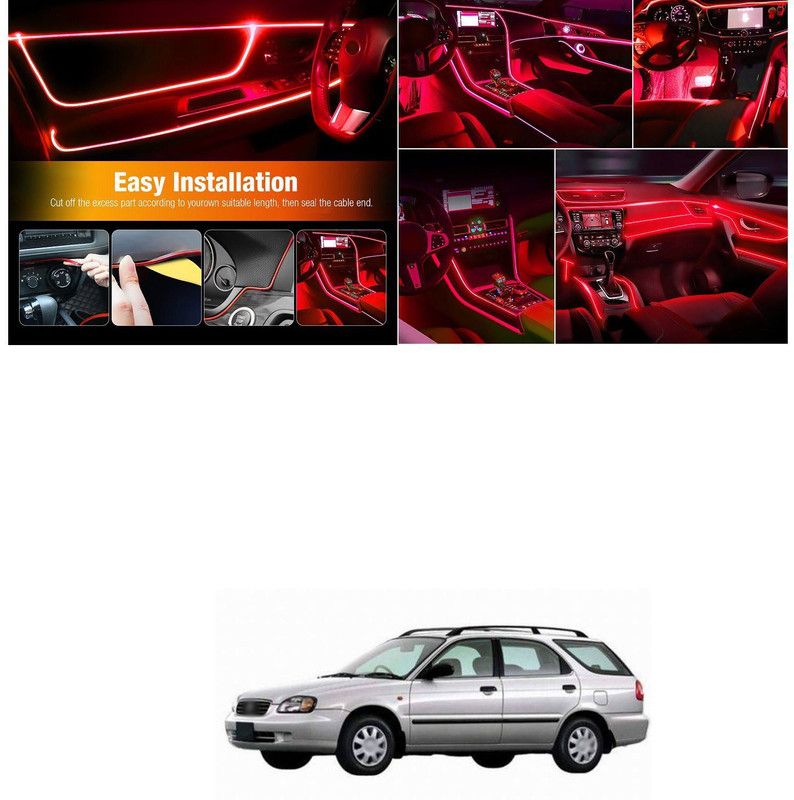 PECUNIA LED EL Wire Neon Cool Light Lamp Kit String Strip Interior Trim Dash 388 Headlight, Fog Lamp Car, Motorbike LED for Maruti Suzuki (12 V, 12 W)  (Baleno, Pack of 1)