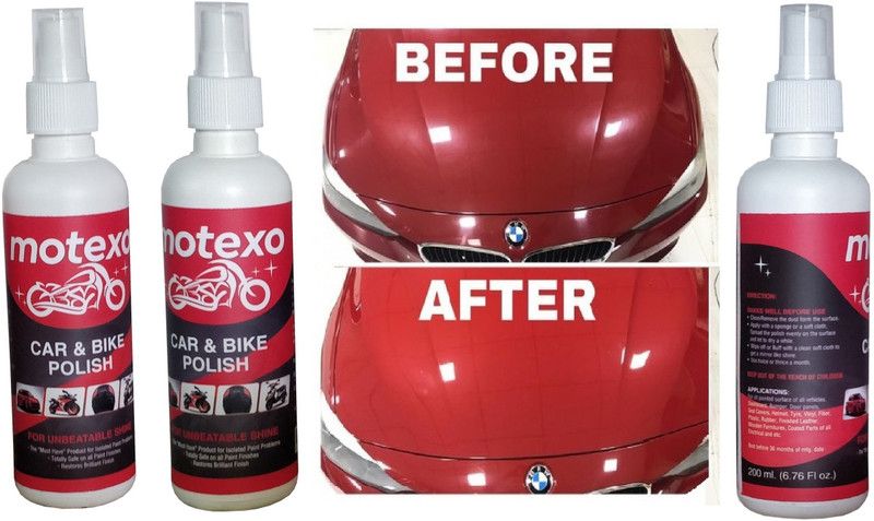 MOTEXO Liquid Car Polish for Dashboard, Exterior, Chrome Accent, Bumper, Windscreen, Metal Parts, Leather, Headlight  (600 ml, Pack of 3)