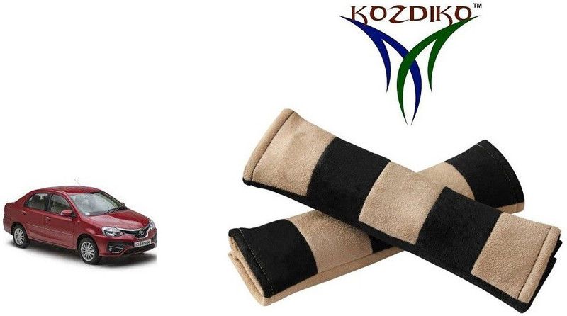 KOZDIKO Seat Belt Cushion Pillow Beige Black 2 pcs For Toyota Etios Seat Belt Buckle  (Pack of 2)