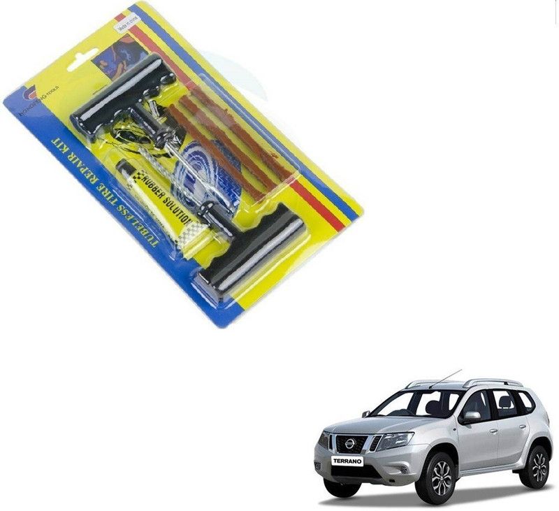 AuTO ADDiCT Car 6 Pieces Tool Safety With 3 Strip Tubeless Tyre Puncture Repair Kit For Nissan Terrano Tubeless Tyre Puncture Repair Kit