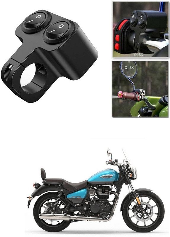 Qiisx CNC On/Off Motorcycle Handlebar Fitting Dual Switch For Royal Enfield Meteor 350 Handle Bar Grip For Royal Enfield Universal For Bike  (Pack of 1)