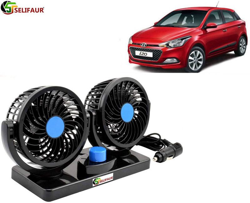 Selifaur F131 - Mitchell 12V DC Electric Car Fan for Dashboad 360 Degree Rotatable Dual Head Car Auto Cooling Air Fan Car Interior Fan  (12 V)