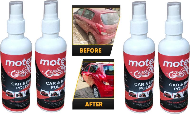 MOTEXO Liquid Car Polish for Bumper, Chrome Accent, Dashboard, Exterior, Headlight, Leather, Metal Parts, Tyres  (800 ml, Pack of 4)