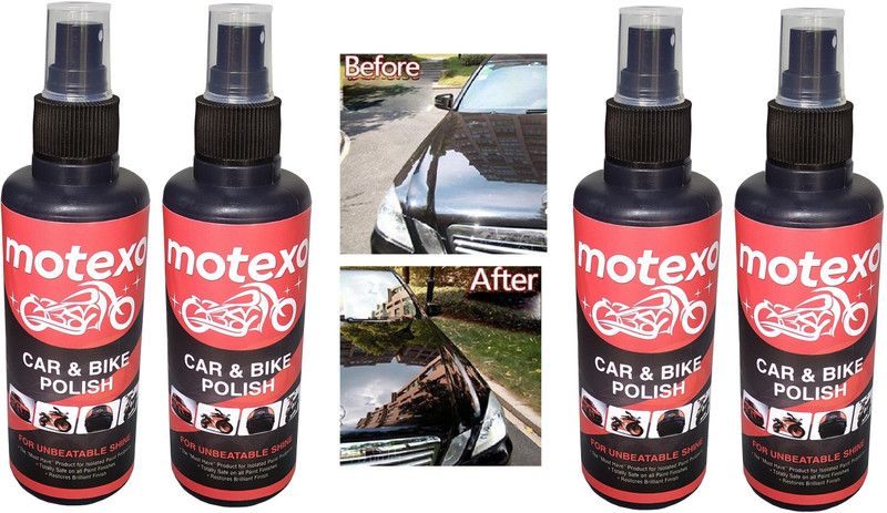 MOTEXO Liquid Car Polish for Chrome Accent, Bumper, Dashboard, Windscreen, Metal Parts, Leather, Headlight, Exterior  (800 ml, Pack of 4)